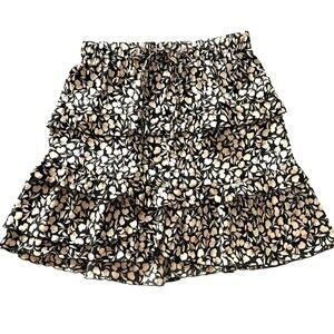 Who What Wear Tiered Ruffle Mini Skirt Abstract Floral SMALL Flirty Date Night